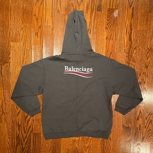BALENCIAGA HOODIE MENS LARGE, GRAY, LIKE NEW